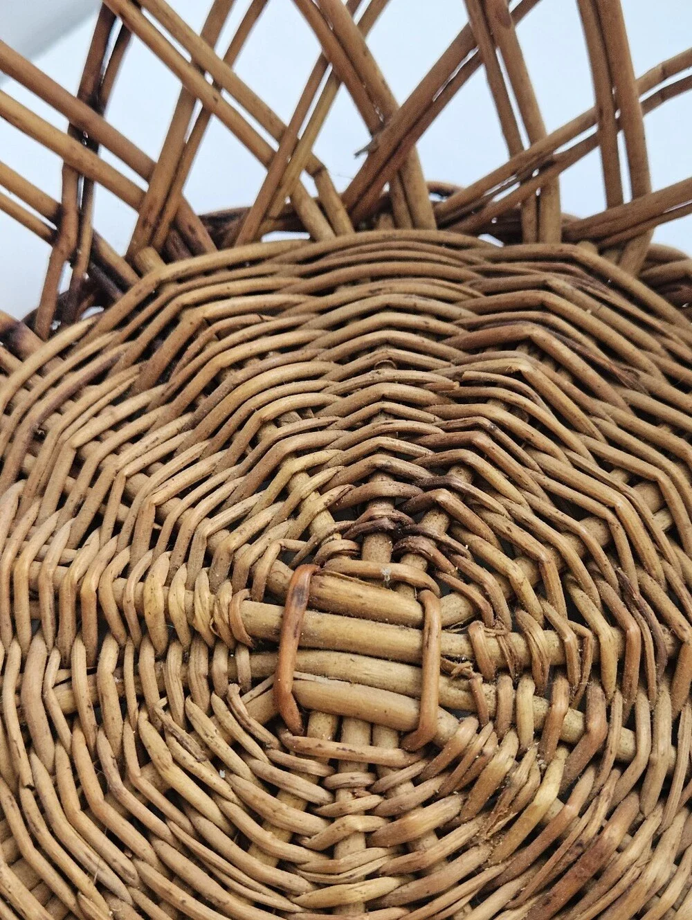 Vintage Boho Rattan Basket Serving Tray Rattan Wicker wall decor Yugoslavia MCM